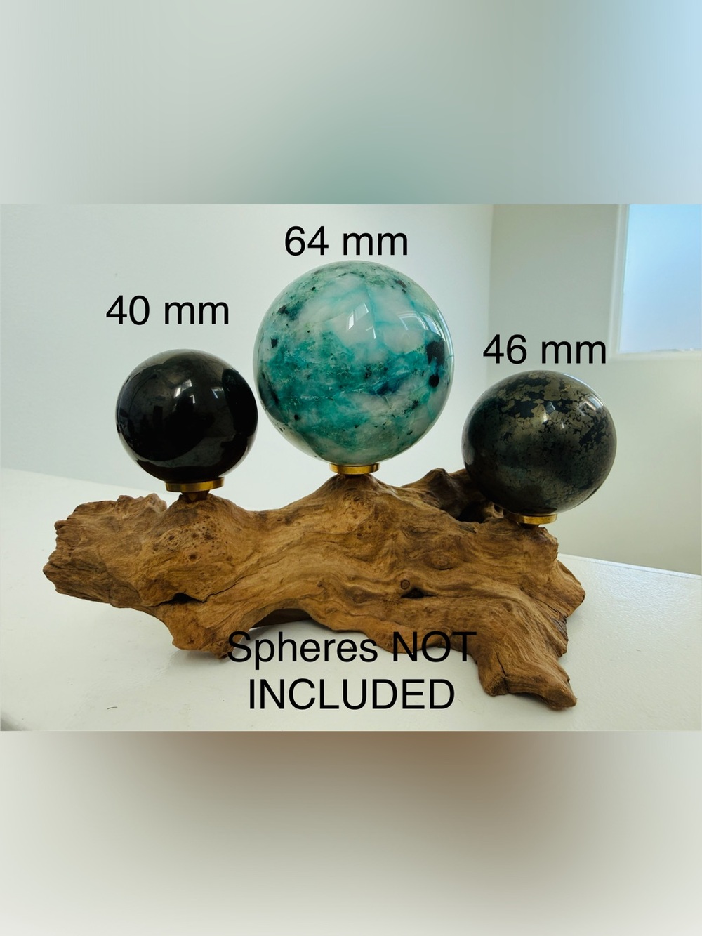 Natural Driftwood Base Display 3 Crystal Sphere Holder Stand